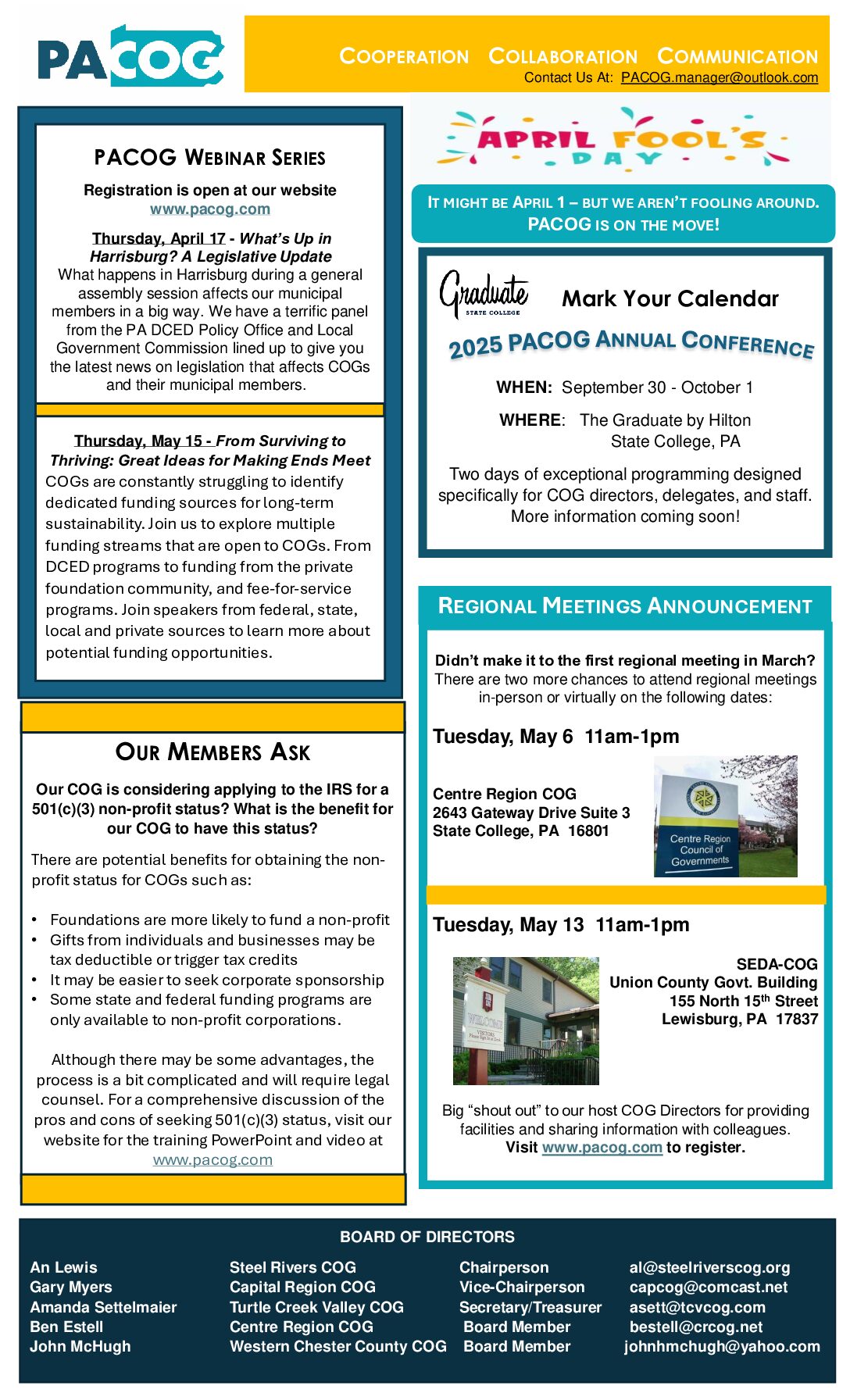 Thumbnail of the first page of 'Newsletter – April 2025'